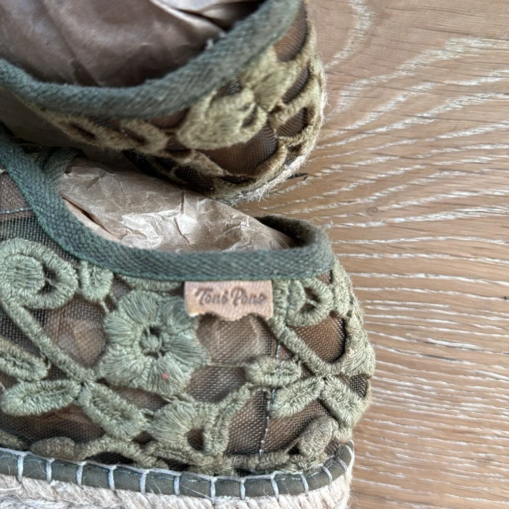 Toni Pons Espadrille Lace Up Embroidered Sneakers Nordstrom Womens 42 Green Mesh